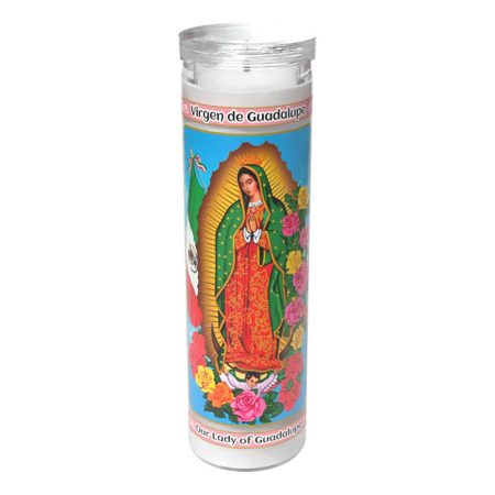 VELADORA VIRGIN GUADALUPE TALL WHITE 12/ 1CT